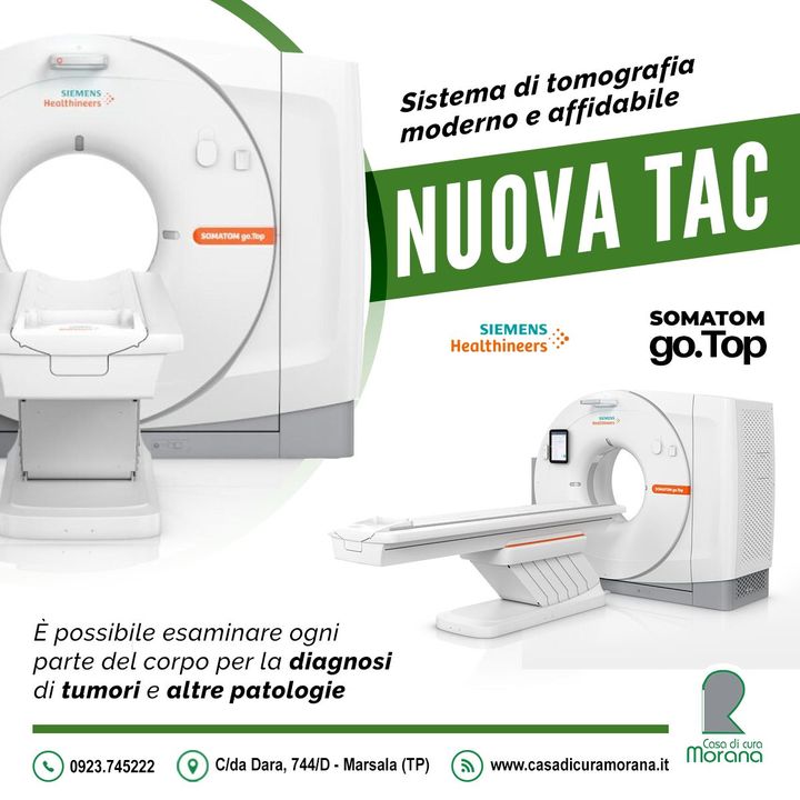 Presso Casa di Cura Morana  si esegue la versione evoluta della #TAC con l' apparecchiatura di Tomografia Computerizzata Siemens SOMATOM go.Top a 128 sezioni.