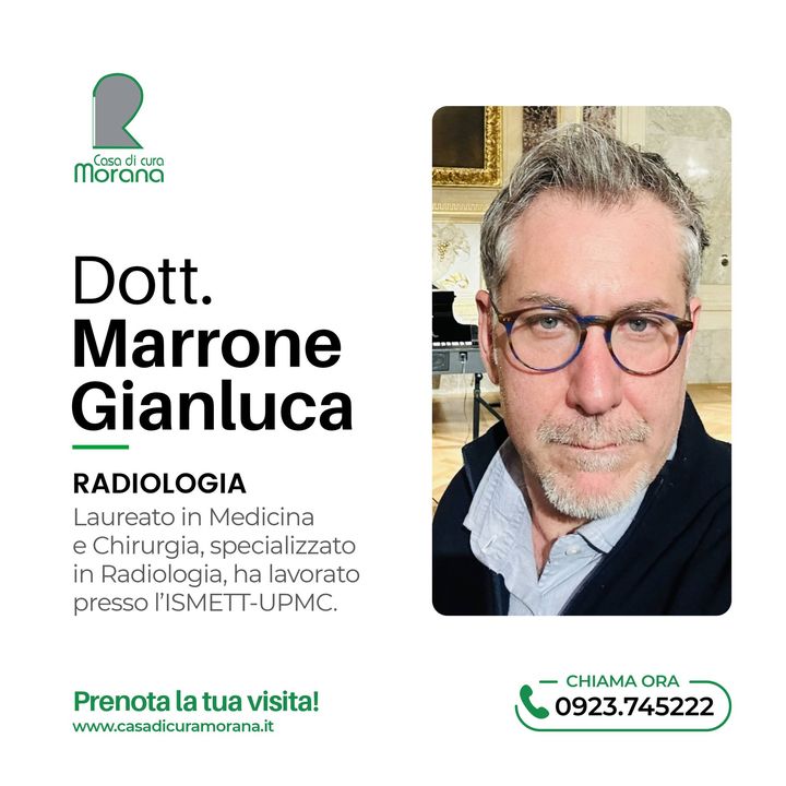 Presentiamo il 𝐃𝐨𝐭𝐭. 𝐆𝐢𝐚𝐧𝐥𝐮𝐜𝐚 𝐌𝐚𝐫𝐫𝐨𝐧𝐞, Specializzato in Radiologia.🩺

👨‍⚕️ Medico specialista